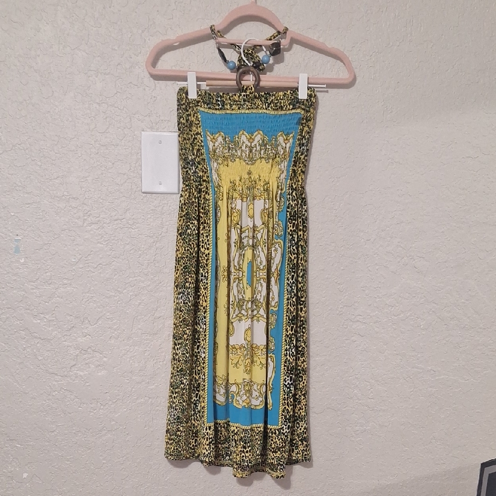 Magic Yellow and Blue Midi Dress